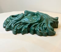 Image 6 of Ancien mascaron de fontaine terre cuite vert bronze tête de Poséidon Neptune