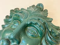 Image 5 of Ancien mascaron de fontaine terre cuite vert bronze tête de Poséidon Neptune