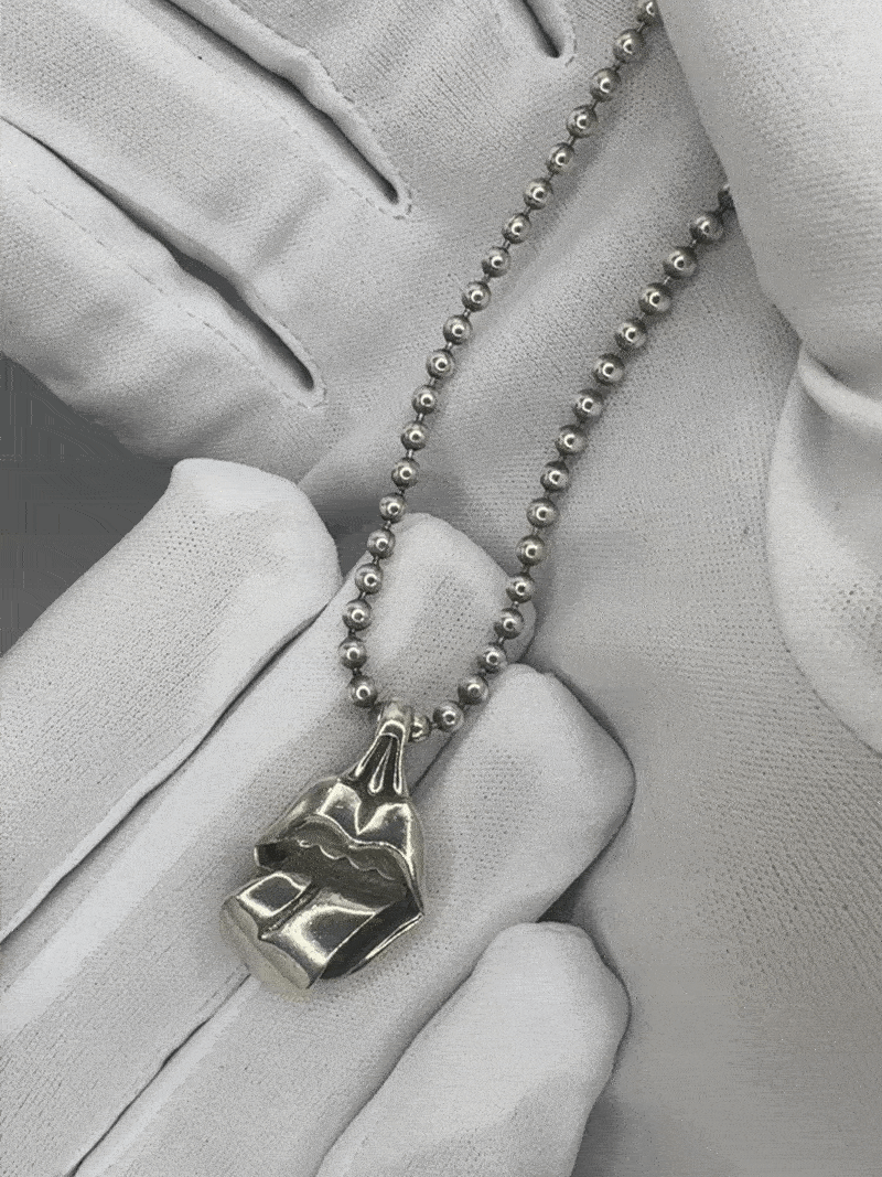 Image of Rare Vintage 925 Silver Rolling Stones Pendant With Silver 18" Ball Chain 