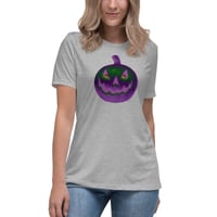 Image 4 of Women's Relaxed T-Shirt - Jack O Lantern Retro Purple Glow