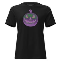 Image 8 of Women's Relaxed T-Shirt - Jack O Lantern Retro Purple Glow