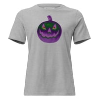 Image 13 of Women's Relaxed T-Shirt - Jack O Lantern Retro Purple Glow