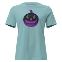Image 10 of Women's Relaxed T-Shirt - Jack O Lantern Retro Purple Glow