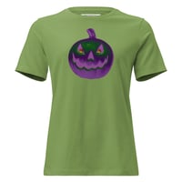 Image 11 of Women's Relaxed T-Shirt - Jack O Lantern Retro Purple Glow