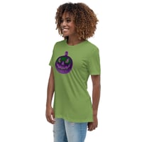 Image 6 of Women's Relaxed T-Shirt - Jack O Lantern Retro Purple Glow