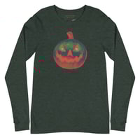 Image 10 of Long Sleeve Tee (Adult M/F) - Jack O Lantern Retro Orange Glow