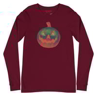 Image 11 of Long Sleeve Tee (Adult M/F) - Jack O Lantern Retro Orange Glow