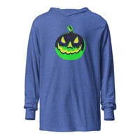 Image 19 of Long Sleeve Hoodie Tee (Adult M/F) - Vintage Jack O Lantern Green-BLK