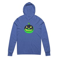 Image 20 of Long Sleeve Hoodie Tee (Adult M/F) - Vintage Jack O Lantern Green-BLK