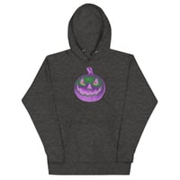 Image 8 of Long Sleeve Hoodie (Adult M/F) - Jack O Lantern Retro Purple Glow
