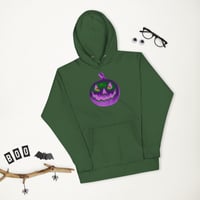 Image 12 of Long Sleeve Hoodie (Adult M/F) - Jack O Lantern Retro Purple Glow