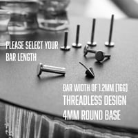 Image 2 of ASTM F136 Titanium Labret Bar | Stud | Flat Back, Push Pin Piercing Jewellery Nose, Monroe 8MM 10MM 