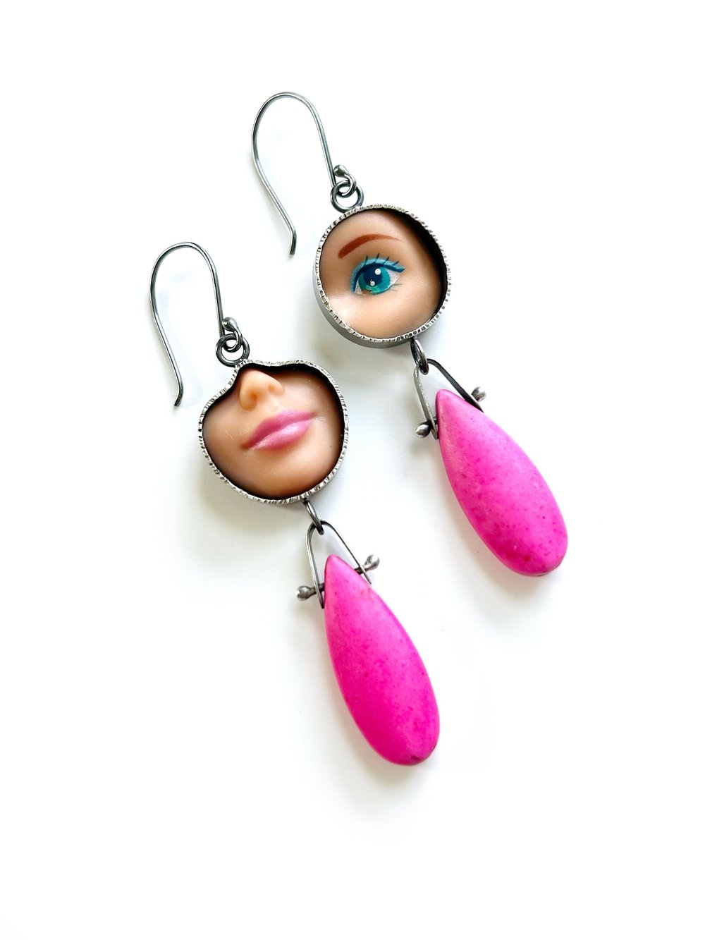 Image of Smile & Eye Earrings with Howlite