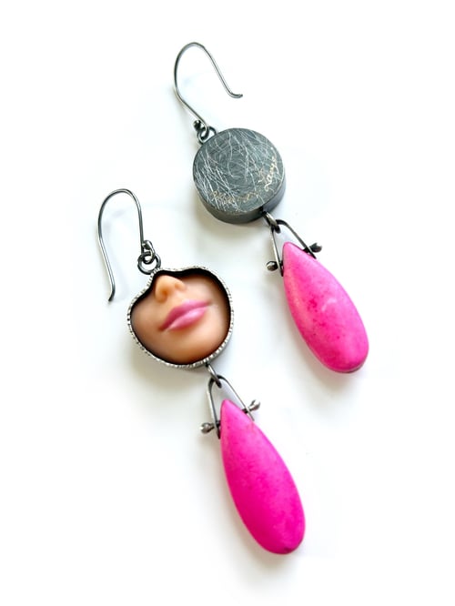 Image of Smile & Eye Earrings with Howlite