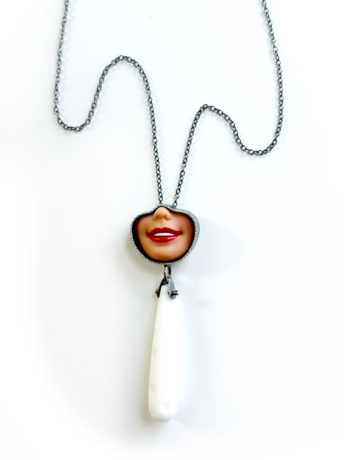 Image of Smile Necklace with White Polka Dot Drop