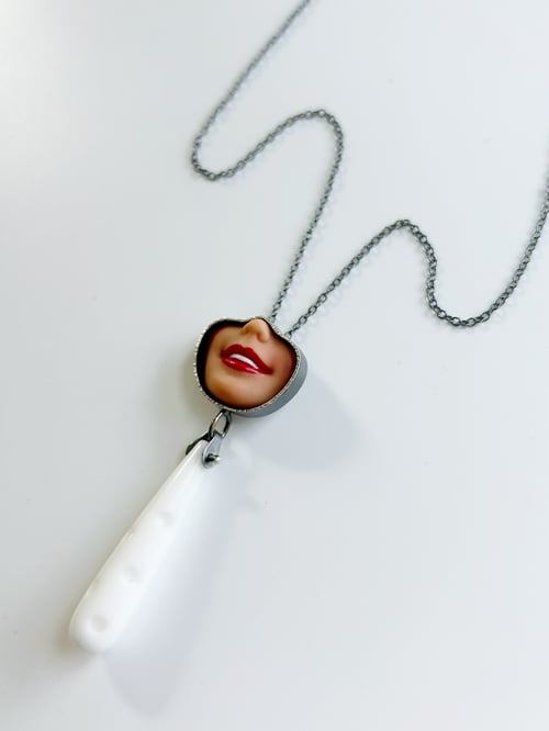 Image of Smile Necklace with White Polka Dot Drop