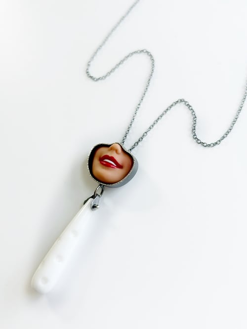 Image of Smile Necklace with White Polka Dot Drop