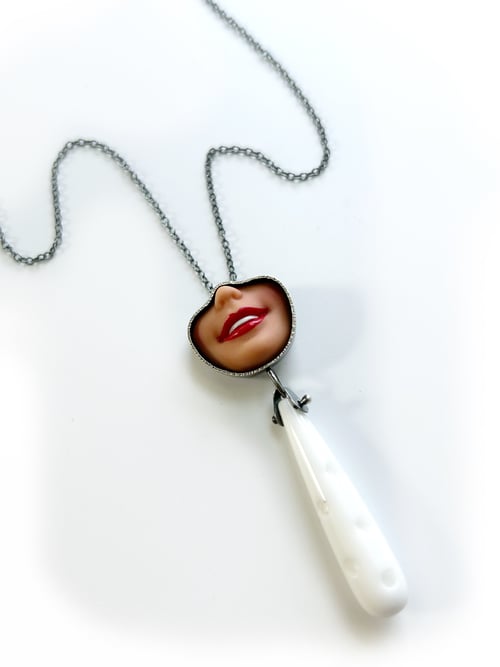 Image of Smile Necklace with White Polka Dot Drop