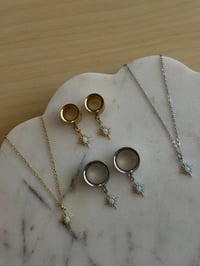 Image 4 of Fire Opal Starburst Dangles (Silver)