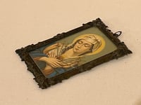 Image 4 of Cadre miniature Vierge Marie lithographie polychrome XIXe