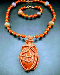 Image 1 of Red Jasper Pendant/Necklace with Bracelet to match 