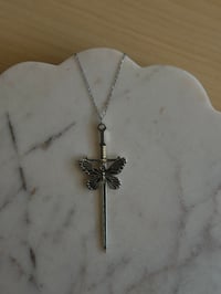 Ophelia Butterfly Sword Necklace (Silver)
