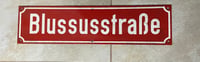 Image 3 of Vintage (ca. 1950s) German (Enamel) Street Sign (Rare Red)  - "Blussusstraße"