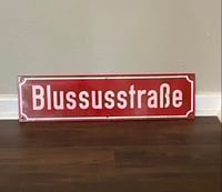 Image 1 of Vintage (ca. 1950s) German (Enamel) Street Sign (Rare Red)  - "Blussusstraße"