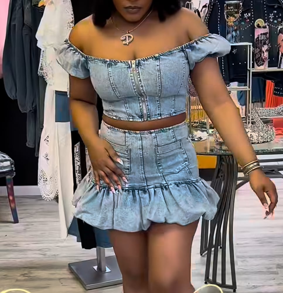 Image of Drea Denim Skirt Set