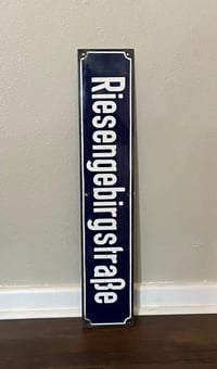 Image 2 of Vintage (ca. 1950s) German (Enamel) Street Sign - "Riesengebirgstraße"