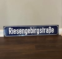 Image 1 of Vintage (ca. 1950s) German (Enamel) Street Sign - "Riesengebirgstraße"