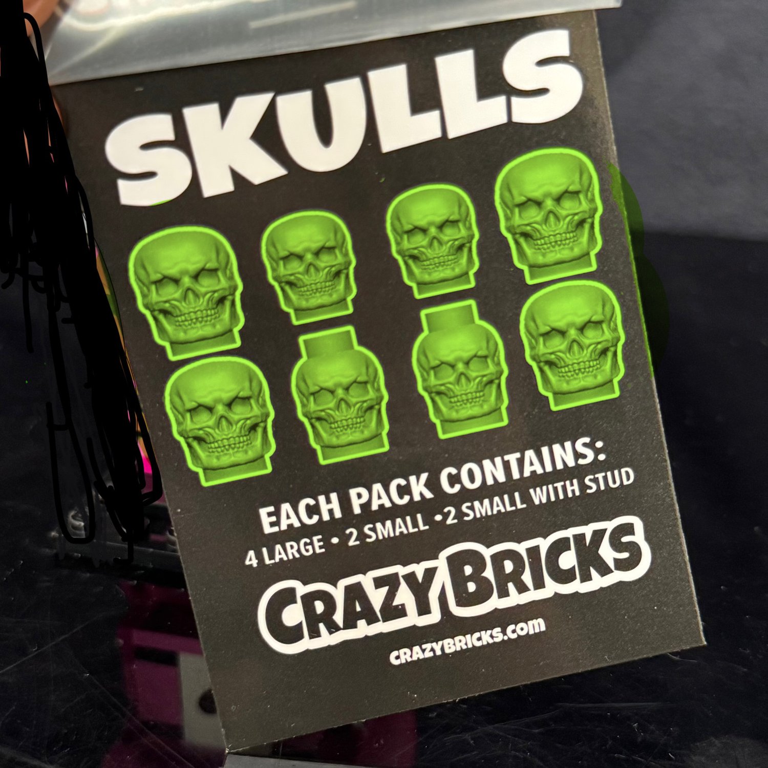 10 Sets of SKULLS - Glow-In-The-Dark!