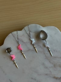 Image 2 of White Flutter of Death Dangles (Silver)