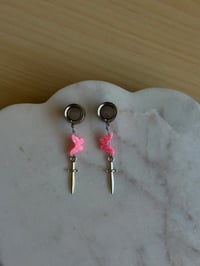 Image 1 of Pink Flutter of Death Dangles (Silver)