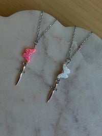 Image 1 of Flutter of Death Necklace (Silver- Choose Your Color)
