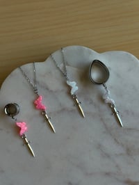 Image 3 of Flutter of Death Necklace (Silver- Choose Your Color)