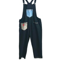 Image 5 of Women's Black Wall flower Overalls light weight knit embellished w-studs pins & skull patches