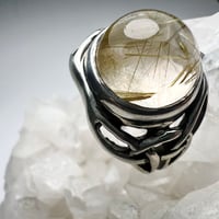 Image 3 of Celtic Sterling Silver Rutilated Quartz Ring - Triquetra Series, Size 7
