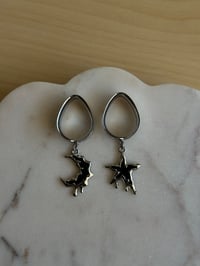 Image 1 of Dripping Black Moon & Star (Silver)