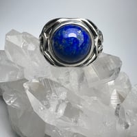 Image 4 of Celtic Style Sterling Silver Ring with High-Quality Lapis Lazuli