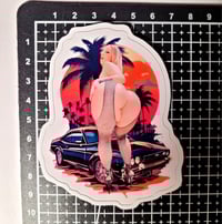 Image 2 of Jada Stevens Poppin' Her Gorgeous Round Ass Out In Fishnet Stockings Glossy Finish Vinyl Sticker