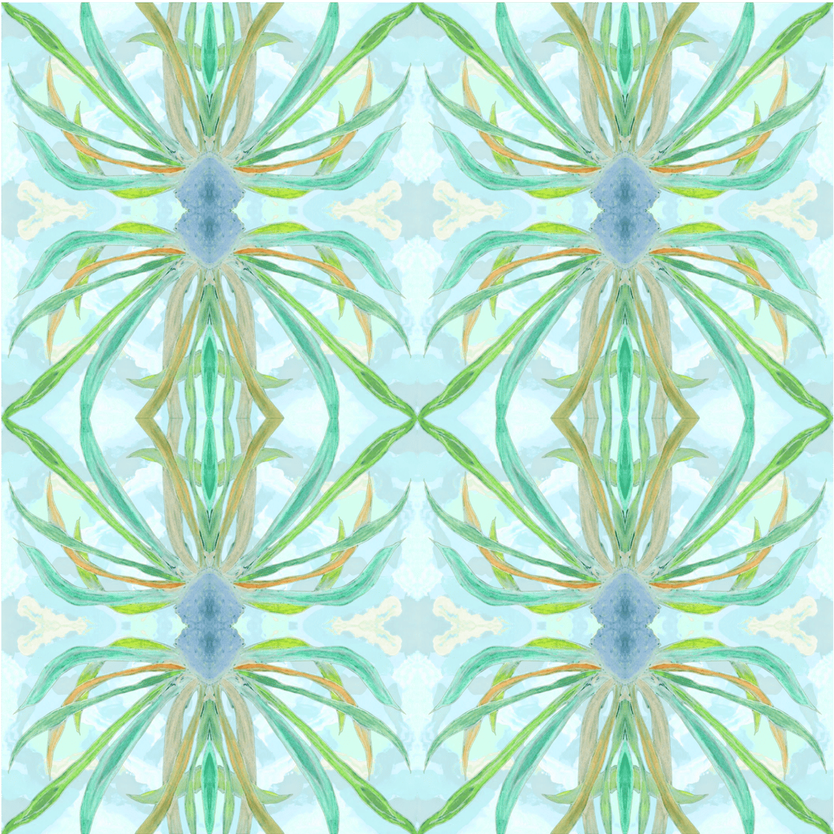 Image of Echinacea  Soft Teal Fabric/Wallpaper