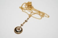 Image 1 of Antique Victorian 10k Gold, Seed Pearl, and Enamel Lavalier Pendant
