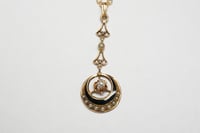 Image 4 of Antique Victorian 10k Gold, Seed Pearl, and Enamel Lavalier Pendant