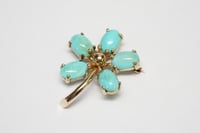 Image 1 of Antique 14k Gold, Persian Turquoise Flower Pendant, Brooch