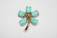 Image 2 of Antique 14k Gold, Persian Turquoise Flower Pendant, Brooch