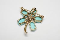 Image 5 of Antique 14k Gold, Persian Turquoise Flower Pendant, Brooch