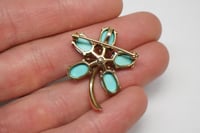 Image 6 of Antique 14k Gold, Persian Turquoise Flower Pendant, Brooch