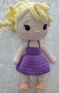 Image 3 of Handmade Crochet Doll – Pop Star Inspired | Blonde Hair & Purple Dress
