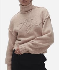 Image 1 of AJE Mocha Alpaca Wool Jumper Evita Sweater Balloon Sleeve XS